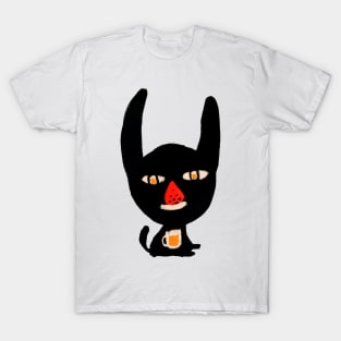 [BoutBoutBout] Strawberry-Nosed Black cat T-Shirt